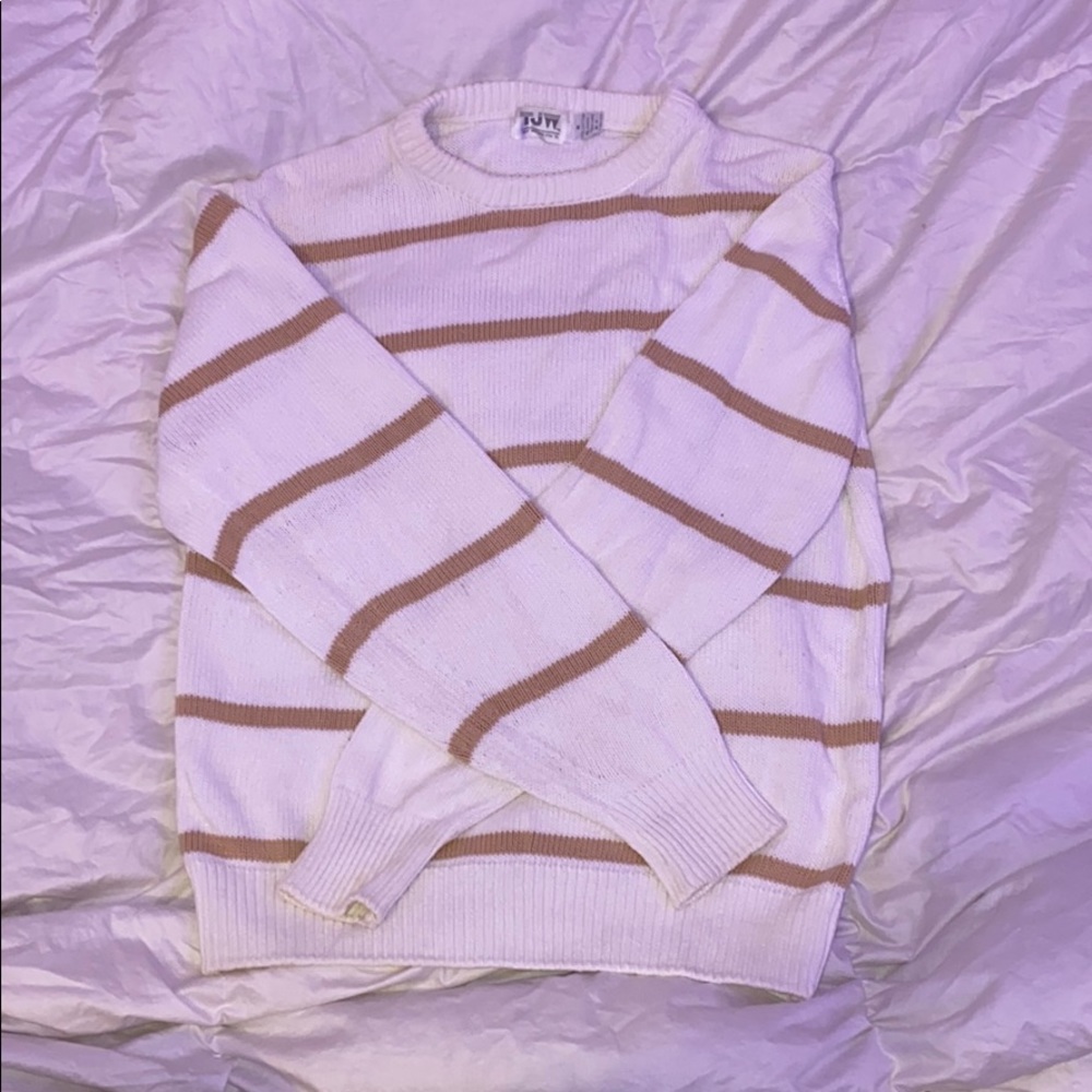 VINTAGE Caramel and White striped sweater size M